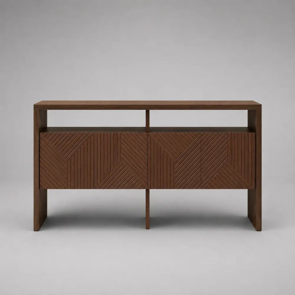 Rechteckiges Sideboard aus massivem Mangoholz, Dunkelbraun, 160 x 40 x 85 cm