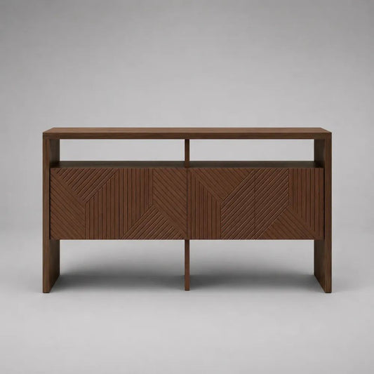 Rechteckiges Sideboard aus massivem Mangoholz, Dunkelbraun, 160 x 40 x 85 cm